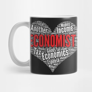 Math Economist Heart Shape Word Cloud Design Economics print Mug